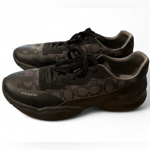 Men’s Coach Citysole Runner Sneaker Black Signature Jacquard Suede Leather 10.5